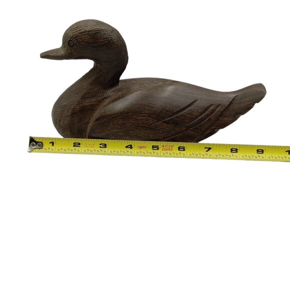 Hand-Carved Wooden Duck Décor - 10" Length 5" Height - Rustic Home Accent - Picture 8 of 8